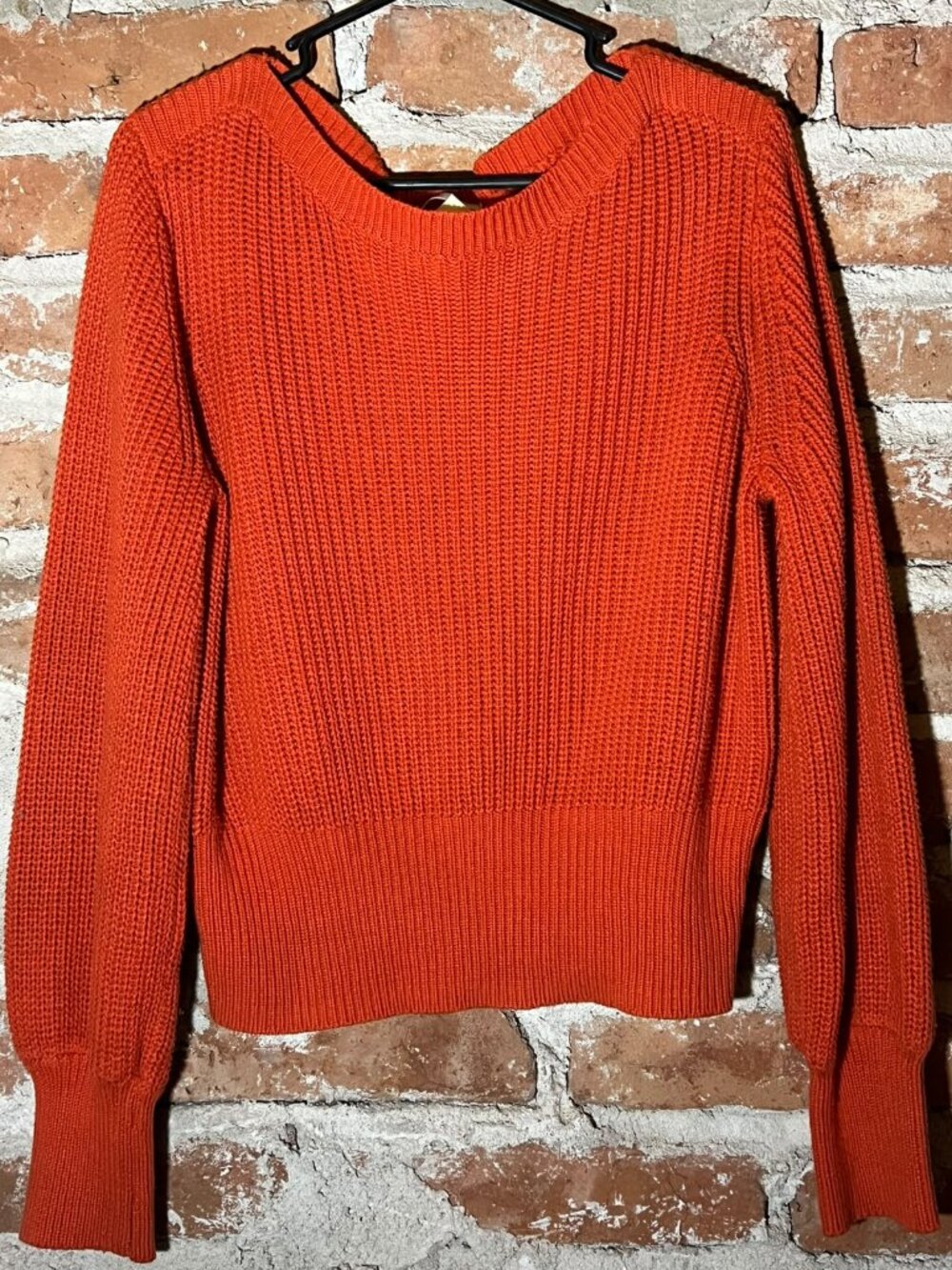 H&M Orange Ribbed Knit Crewneck Pullover Sweater Size M
